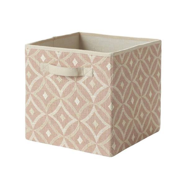 Home Decorators Collection 11 in. x 11 in. x 11 in. Cream/Natural Embroidered Fabric Storage Drawer