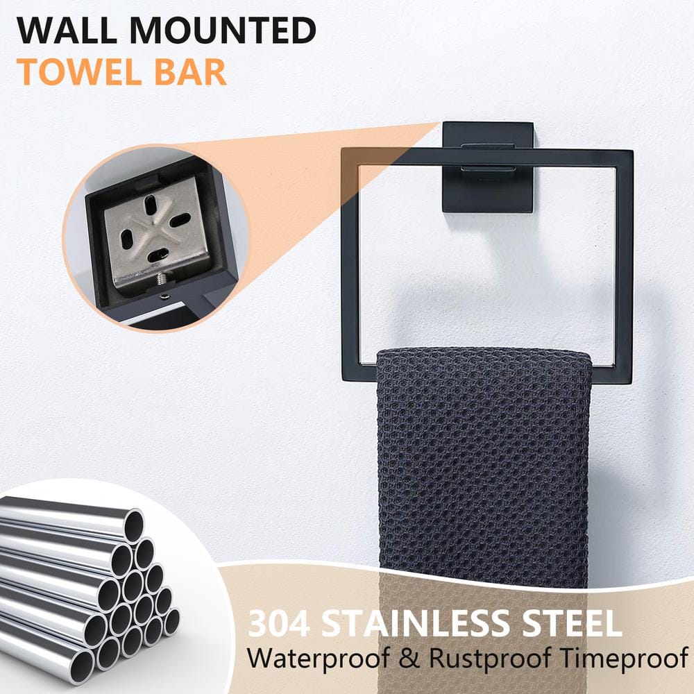 Matte Black Stainless Steel 5-Piece Bathroom Hardware Set