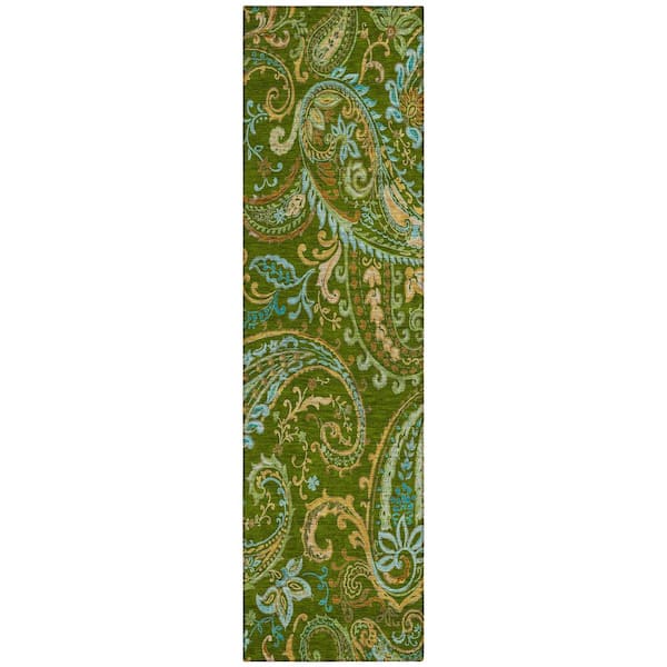 Chantille ACN533 Green 2 ft. 3 in. x 7 ft. 6 in. Machine Washable Indoor/Outdoor Geometric Runner Rug