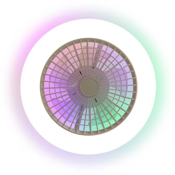 19 in. Smart Indoor White Low Profile Standard Ceiling Fan with RGB Light with Remote and APP Control