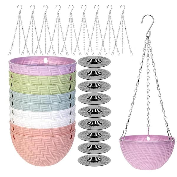 Mini 6 in. Multiple-Colors Diameter Plastic Hanging Baskets (10-Pack)