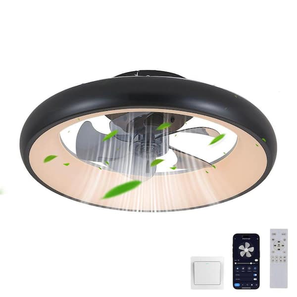 20 in. Black LED Ceiling Fan Light, Dimmable, Adjustable Color Temperature, Smart App Remote Control