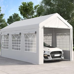 10 ft. x 20 ft. Party Tent and Carport, Height Adjustable Portable Garage, Canopy 8 Legs with Sidewalls for Car, Garden