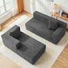 Grey L-shaped sectional sofa bed in a living room.