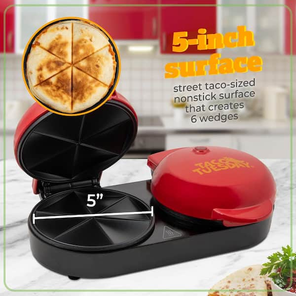 TACO TUESDAY 5 Sq. in. Red Indoor Smokeless Double Quesadilla