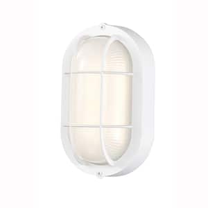 1-Light Semi-Gloss Sand White Wall Lantern Sconce LED Outdoor Light