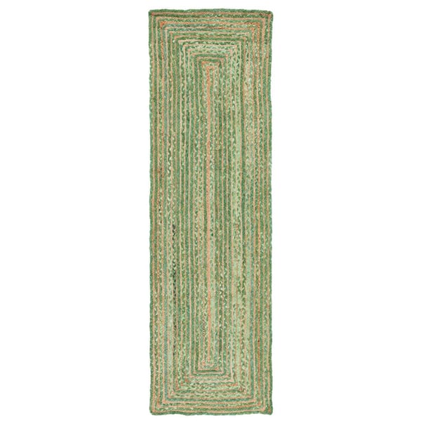 SAFAVIEH Cape Cod Green/Natural 2 ft. x 12 ft. Striped Border Runner Rug