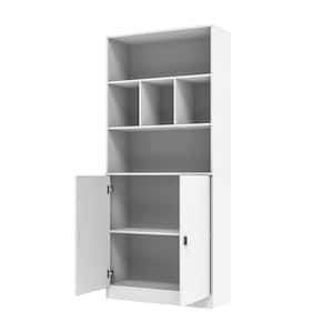 White Wood Storage Cabinet Buffet and Hutch Combination Cabinet With Shelves (159 Cabinet)