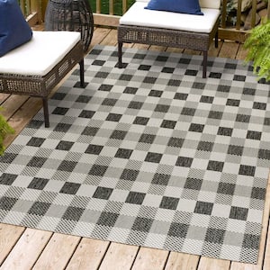 Darcy Traditional Geometric Bold Gingham Black/Cream 3 ft. x 5 ft. Indoor/Outdoor Area Rug