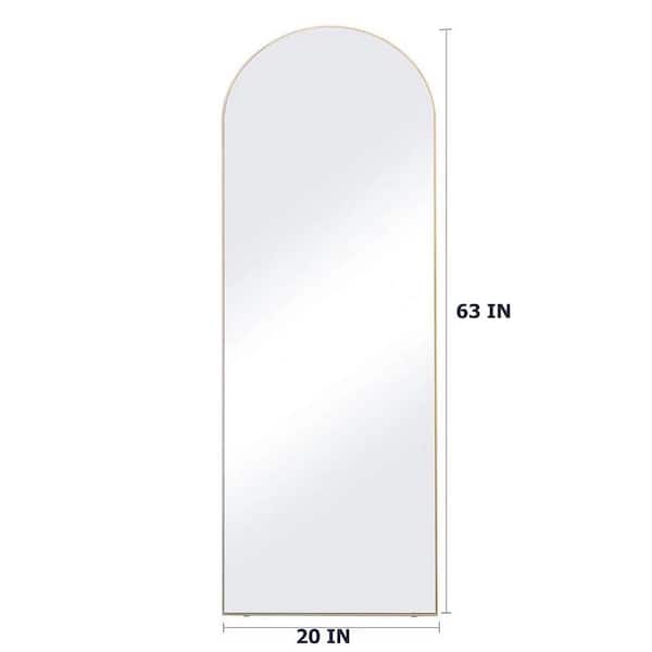 Unbranded 20 in. W x 63 in. H Large Arched Framed Full-Length Floor Mirror Wall Bathroom Vanity Mirror in Gold