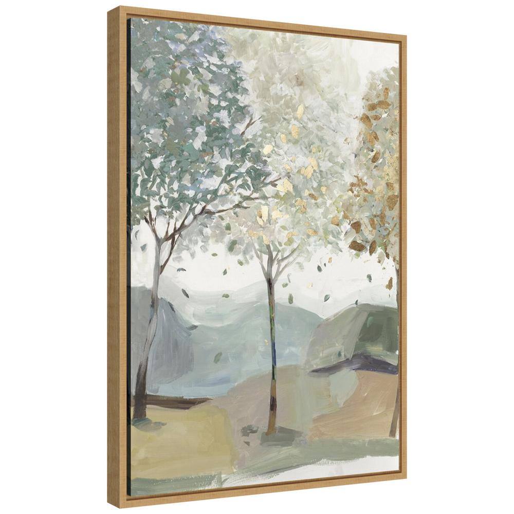 Breezy Landscape Trees III Canvas Print with Maple Frame