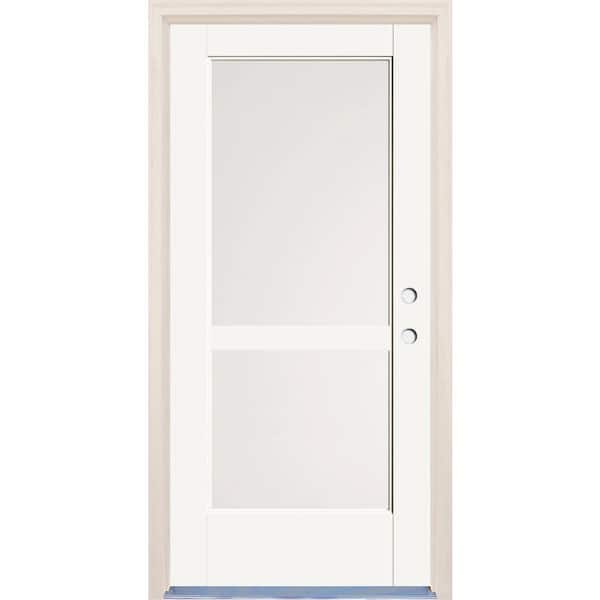 Builders Choice 36 in. x 80 in. Left-Hand/Inswing 2 Lite Satin Etch Glass Alpine Painted Fiberglass Prehung Front Door w/4-9/16" Frame