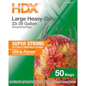 33-39 Gal. Clear Flex Drawstring Trash Bags (50-Count) - For Outdoor, Yard Waste and Industrial with 20% PCR
