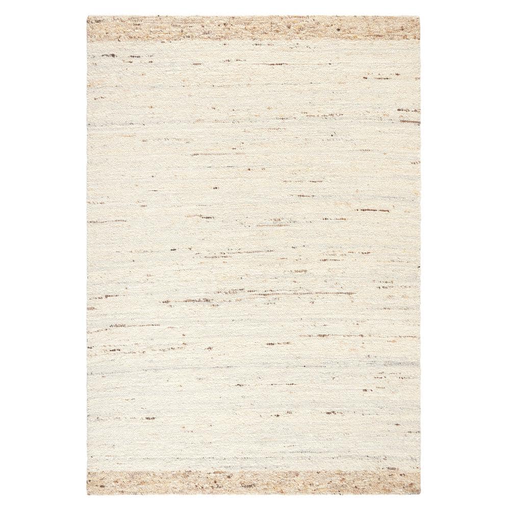 Ivory and Beige Handmade Wool 8' x 10' Area Rug