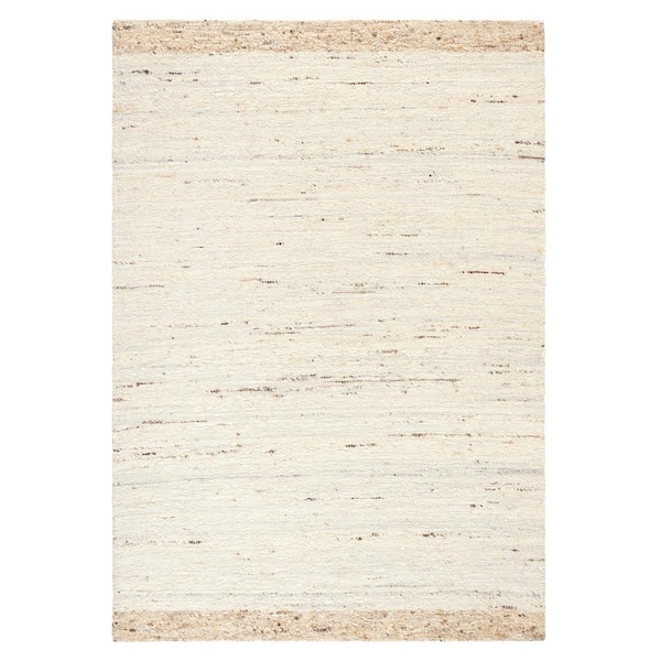 Montana Border Beige 3 ft. x 5 ft. Handcrafted 100% Wool Area Rug