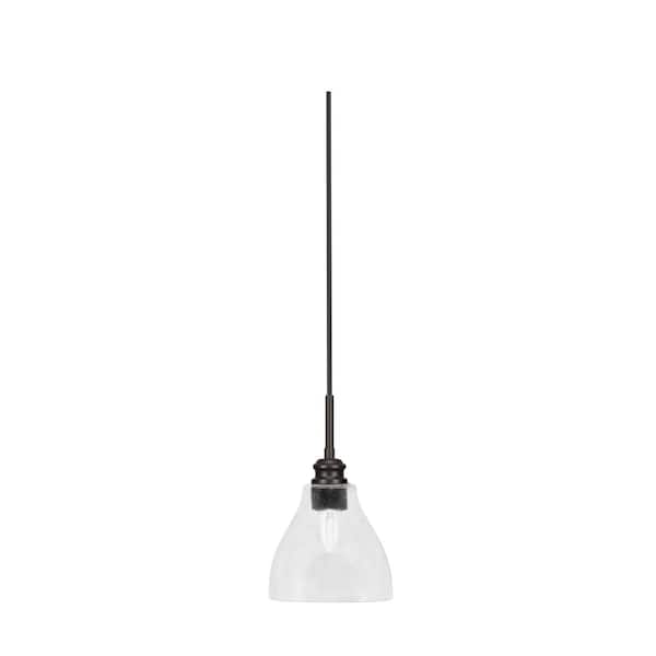 Unbranded Albany 60-Watt 1-Light Espresso Pendant Mini Pendant Light Clear Bubble Glass and Light Bulb Not Included
