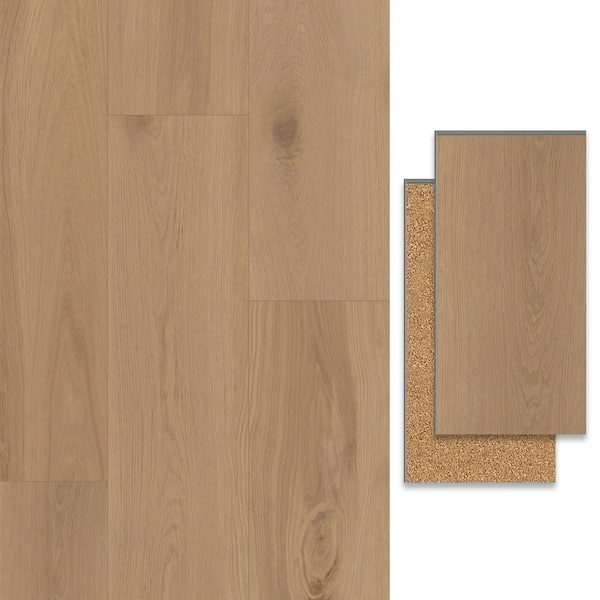 SUPEROAK Latte 9.5 mm T x 7.7 in. W x 48 in. L Waterproof Hybrid