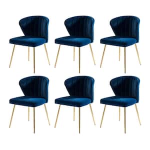 Olinto Navy Side Chair with Metal Legs Set of 6
