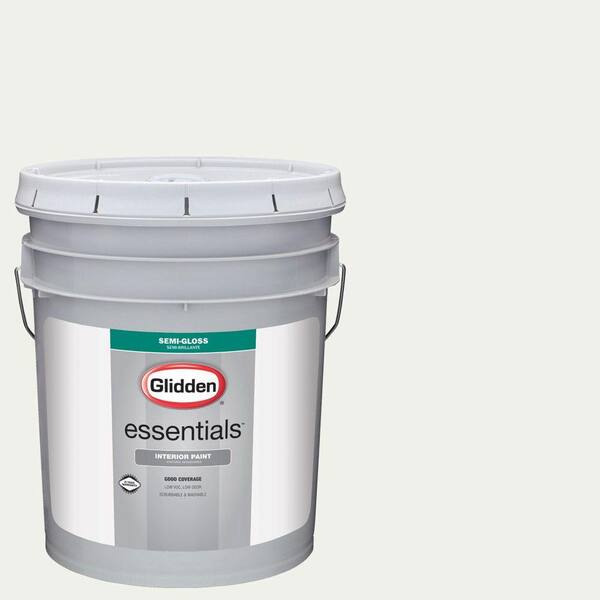 Glidden Essentials 5 Gal Hdgy56 White On White Semi-gloss Interior Paint-hdgy56e-01sd - The Home Depot