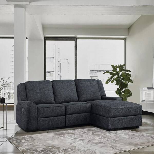 Selles 89.5 in. Straight Arm 2-piece Chenille Reclining Sectional Sofa ...