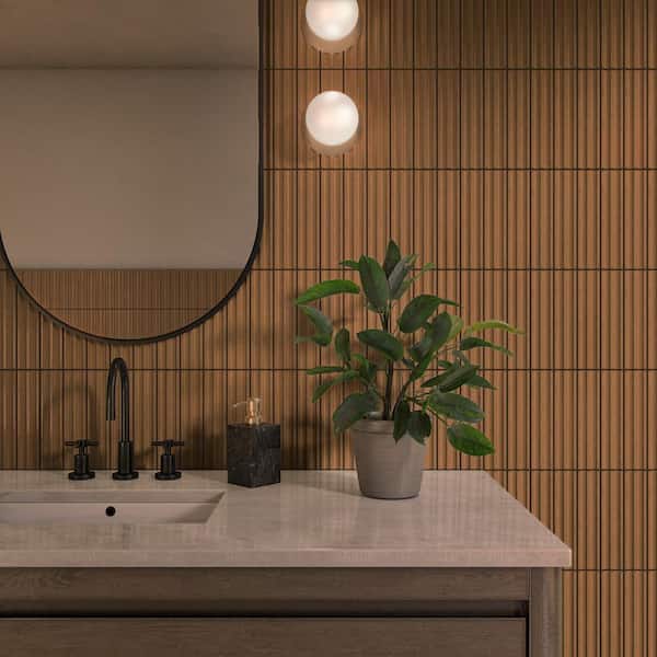 Indoterra Brick 2 in. in. x 9 in. Matte Porcelain Fluted Concrete Look Wall Tile (5.72 sq. ft./case)