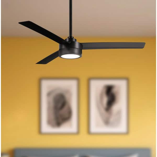 Roto LED 52-in. Indoor Black Low Profile Standard Ceiling Fan with Warm White Integrated LED and Remote Control