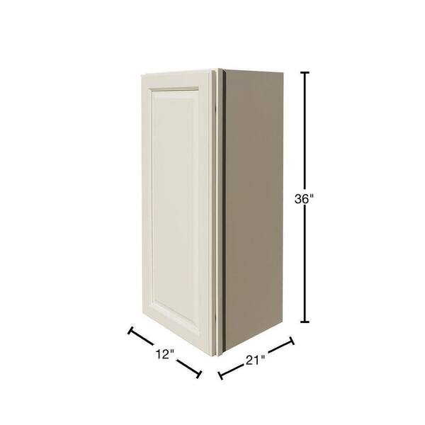 LIFEART CABINETRY LaPort Assembled 21x36x12 in. Wall Cabinet with 1 Door 2 Shelves in Classic White