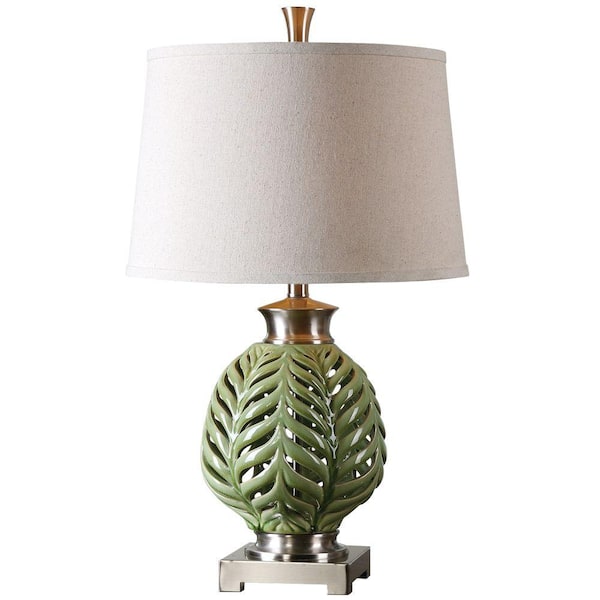 Global Direct 27 in. Crackled Lime Green Table Lamp