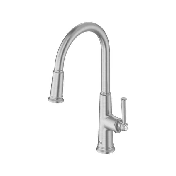 Highgrove 17 in. Single Handle Pull-Down Sprayer Kitchen Faucet with 360 Spout in Stainless Steel