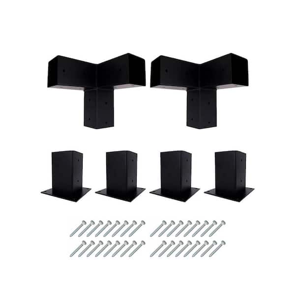 12 ft. x 12 ft. Black Steel Wall-Mounted Pergola Bracket Kit Flat Pergola