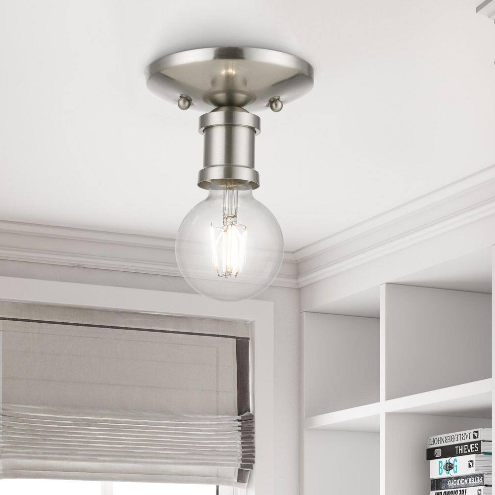Lansdale Brushed Nickel Single Light Indoor/Outdoor Flush Mount