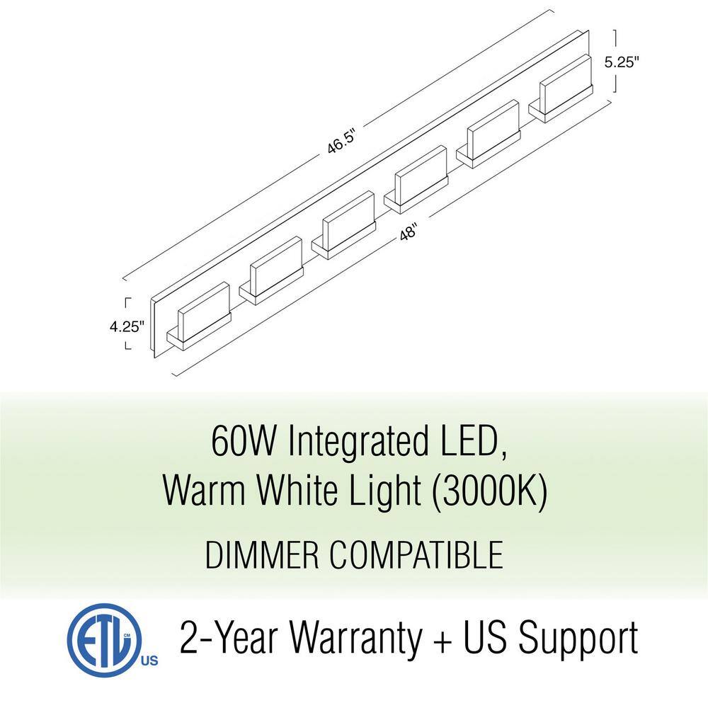 Everett Modern Bronze 48" LED Bathroom Wall Light with Frosted Acrylic Shade