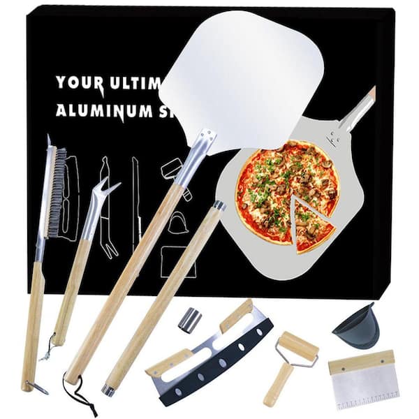 ピザ用具 7 Piece Pizza Oven Accessories Kit Stainless Steel Peel, Brush
