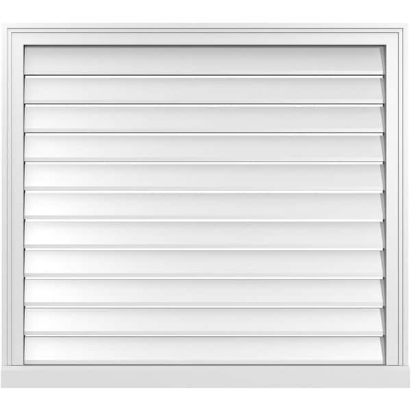 Ekena Millwork 38" x 34" Vertical Surface Mount PVC Gable Vent: Functional with Brickmould Sill Frame