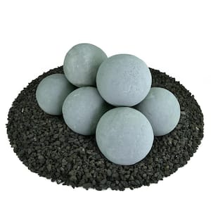 5 in. Set of 8 Ceramic Fire Balls in Pewter Gray