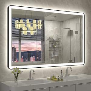 55 in. W x 36 in. H Rectangular Framed Front & Back LED Lighted Anti-Fog Wall Bathroom Vanity Mirror in Tempered Glass