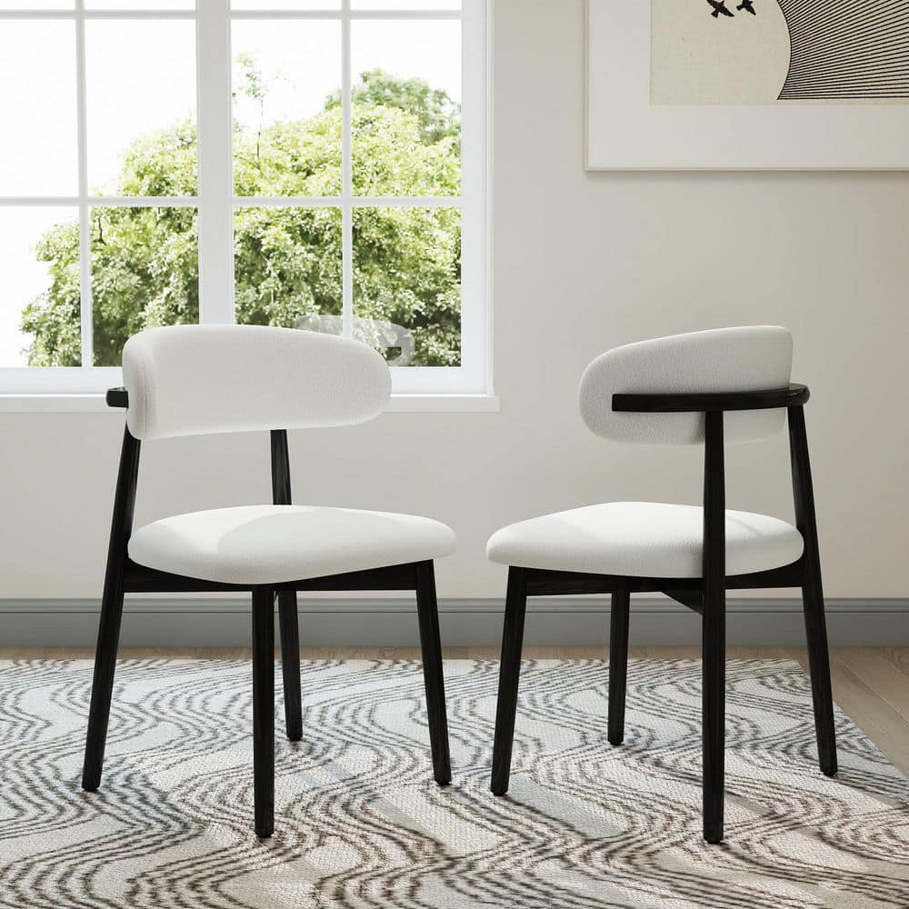 Black Polyester Dining Chairs with High-Resilience Foam Cushion, Solid Wood Frame, Set of 2 price history on PriceWatchPro