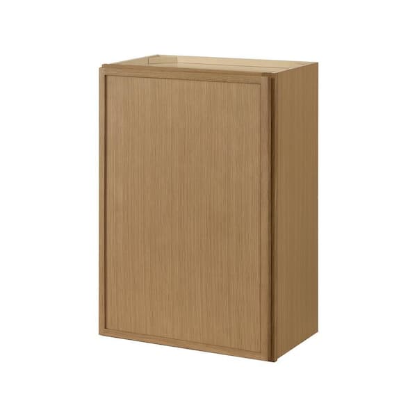 Hampton Bay Leyton 21 in. W x 12 in. D x 30 in. H Ready to Assemble Plywood Slim Shaker Wall Kitchen Cabinet in White Oak