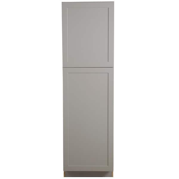 Hampton Bay Edson Shaker Assembled 84x24x24.5 in. Pantry Cabinet with adjustable shelves in Gray