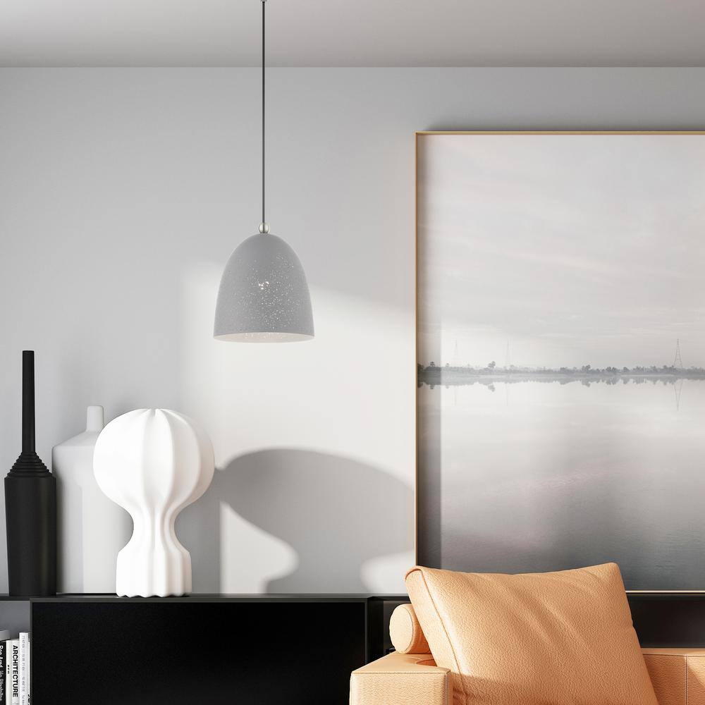 Nordic Gray Crystal LED Globe Pendant Light with Brushed Nickel Accents