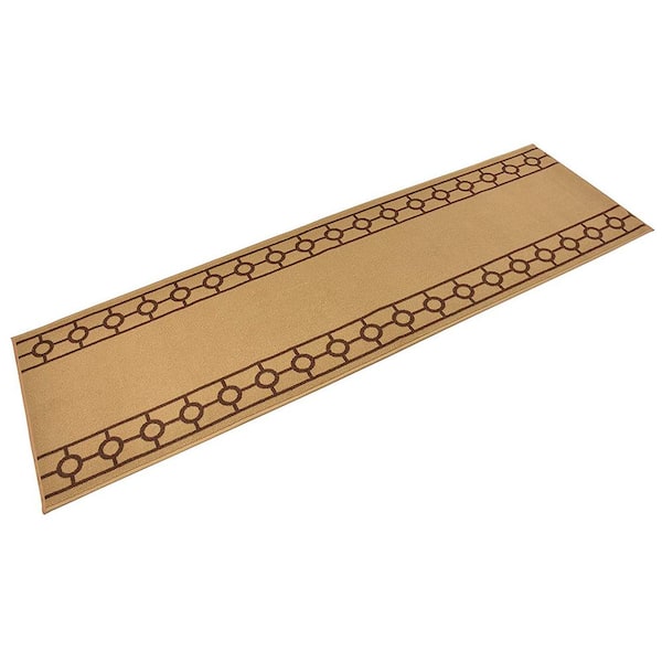 Solid Border Design Cut to Size Beige Color 36 Width x Your Choice Length Custom Size Slip Resistant Stair Runner Rug