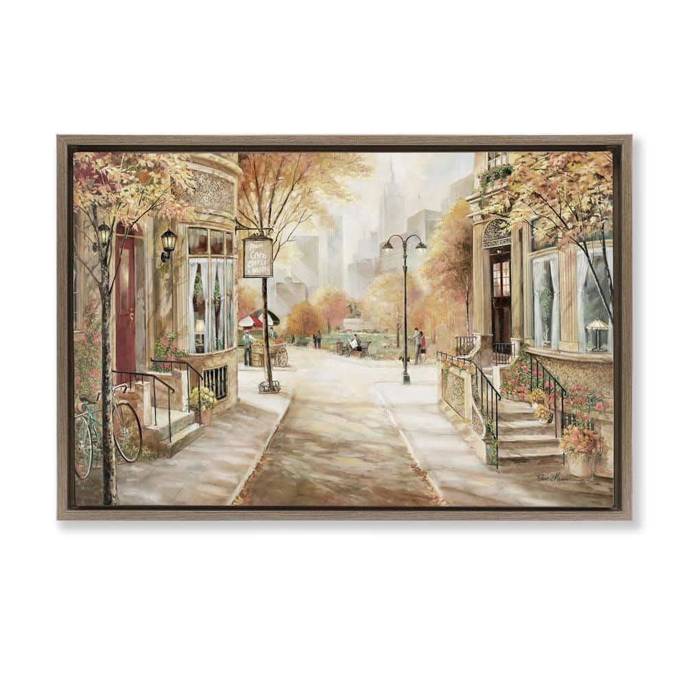 City Street Shopfronts by Ruane Manning Brown Floater Frame Abstract Graphic Art Print 21 in. x 31 in. price history on PriceWatchPro