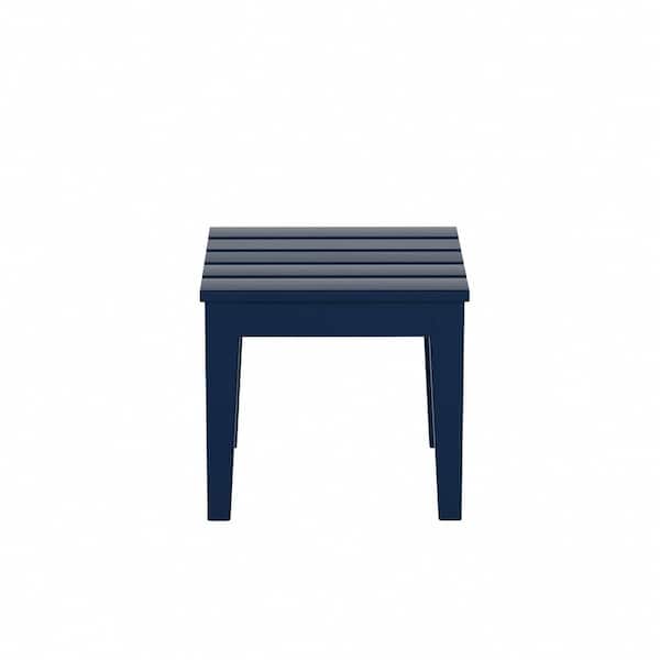 Shoreside Navy Blue Square HDPE Plastic 18 in. Modern Outdoor Side Table