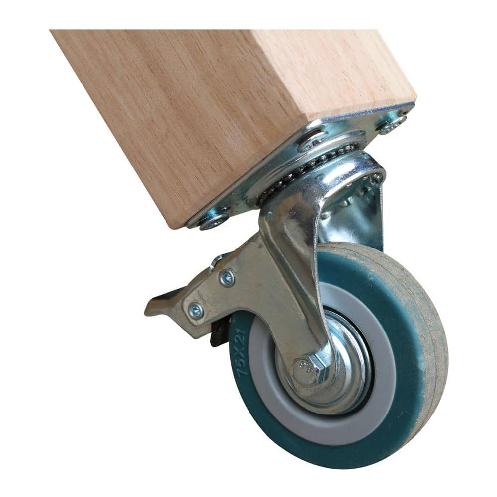 Solid Hardwood Unfinished Traditional Kitchen Island with Casters