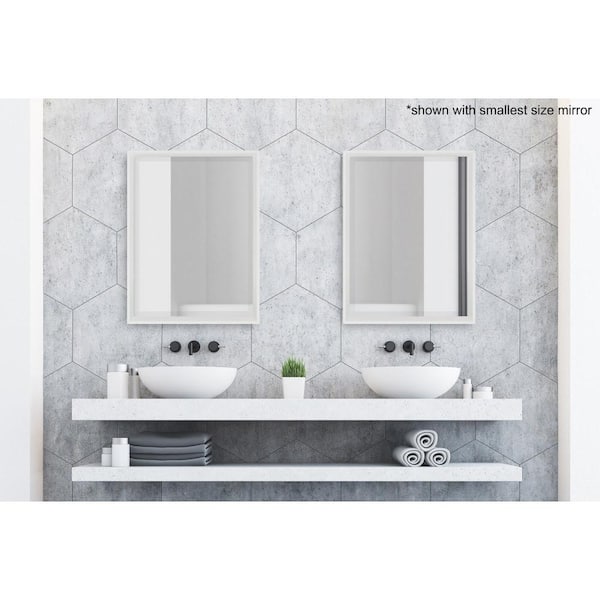 Calter 17.5 in. W x 23.5 in. H Framed Rectangular Beveled Edge Bathroom Vanity Mirror in White
