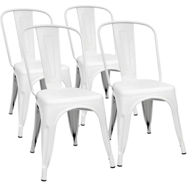 Furniwell 18 In Light White Metal, White Metal Dining Chairs Set Of 4