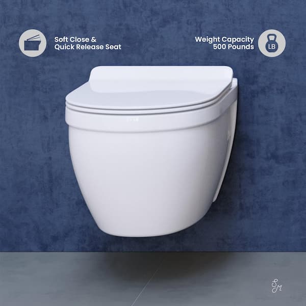 Ivy Wall Hung Elongated Toilet Bowl Only 0.8/1.28 GPF Dual Flush in White Ivy Wall Hung Elongated Toilet Bowl Only 0.8/1.28 GPF Dual Flush in White