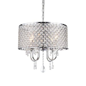 Angelina 4-Light Chrome Crystal Chandelier with Shade