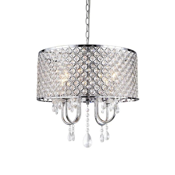 Angelina 4-Light Chrome Crystal Chandelier with Shade