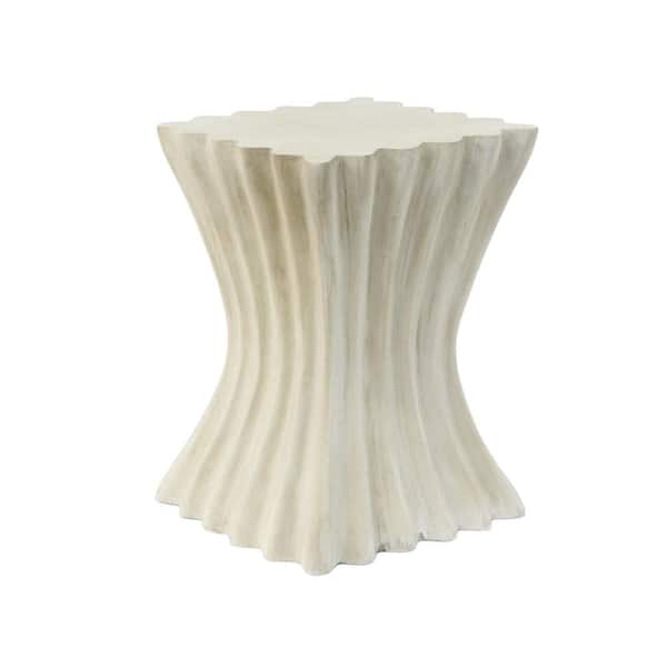 Zeus & Ruta 23.25 in. H Brown Square Archaistic Wavy Outdoor Side Table for Outdoors, Patio, Pool and Porch